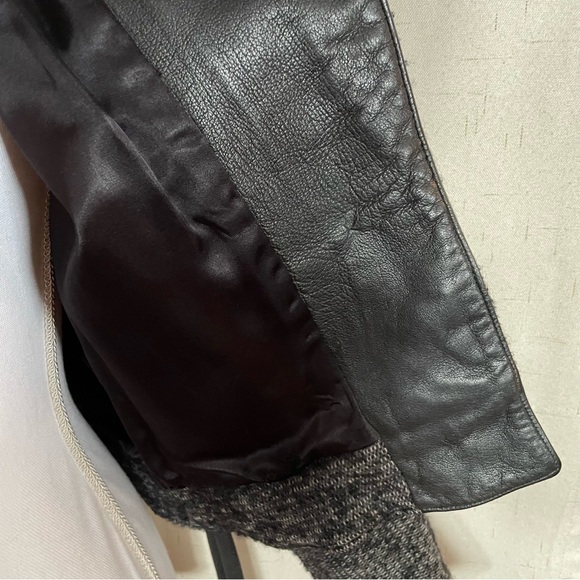 Vintage Leather Trimmed Wool Boucle Jacket - Picture 3 of 10
